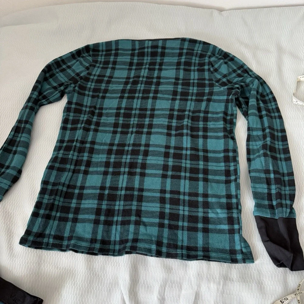 Women's VICTORIA'S SECRET Plaid Green / Black PJ's Pajamas Set Pants Top M